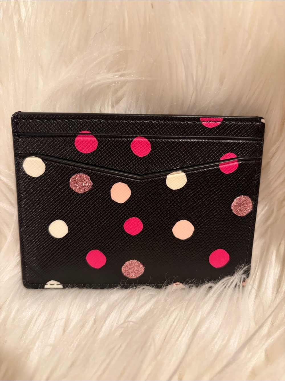 Kate Spade New York Black Polka Dot Card Holder with Pink Accents - Picture 4 of 7